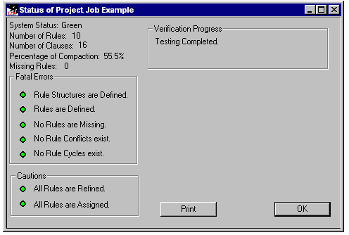 EZ-Xpert Project Status Screen